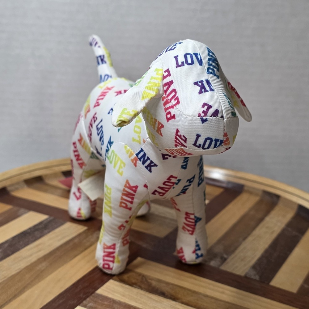 VICTORIA'S SECRET Love Pink Rainbow Color 7" Plush Dog Pup Figure